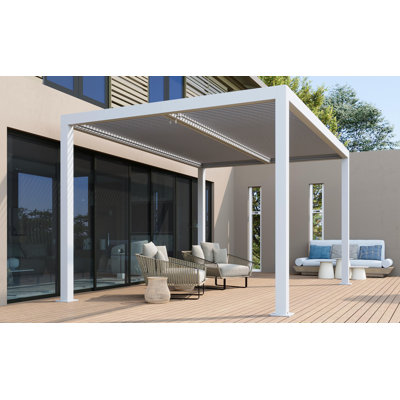 14 Ft. W x 10 Ft. D Aluminum Pergola with 48FT String Lights