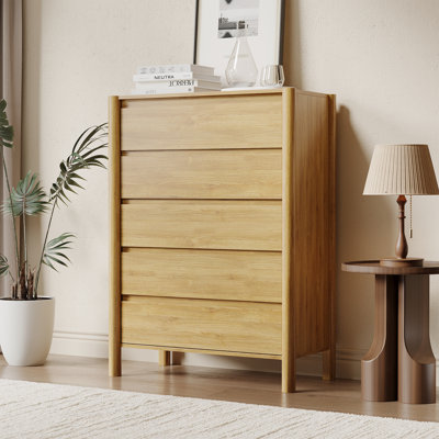 Hingham 45.3" H 5 Drawer Dresser, Wood Chest Of Drawers For Bedroom, Living Room