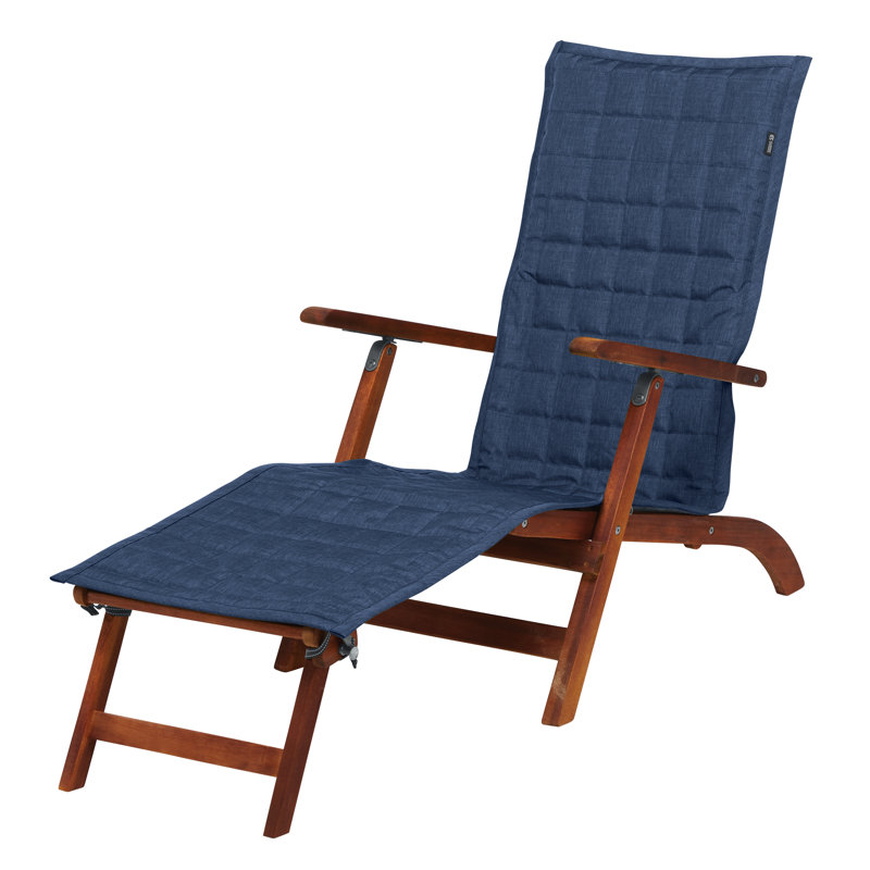 Ayvion Polyester Box Cushion Chaise Lounge Slipcover, Heather Indigo