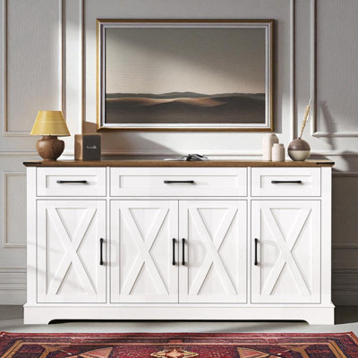 55" Wide Farmhouse Sideboard With Adjustable Shelves