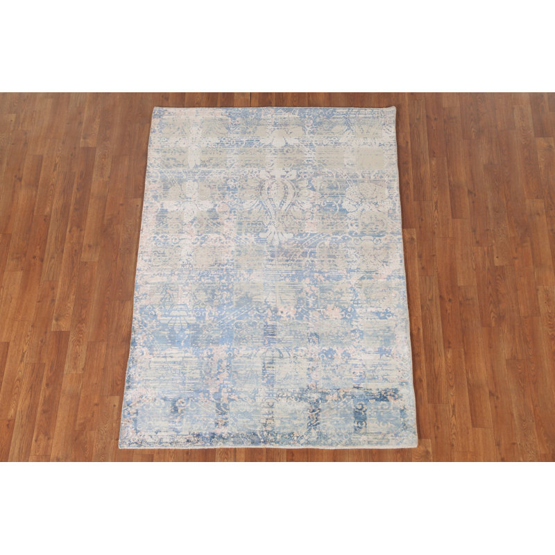 Tapis moderne fait à la main à motif abstrait 4 x 6
