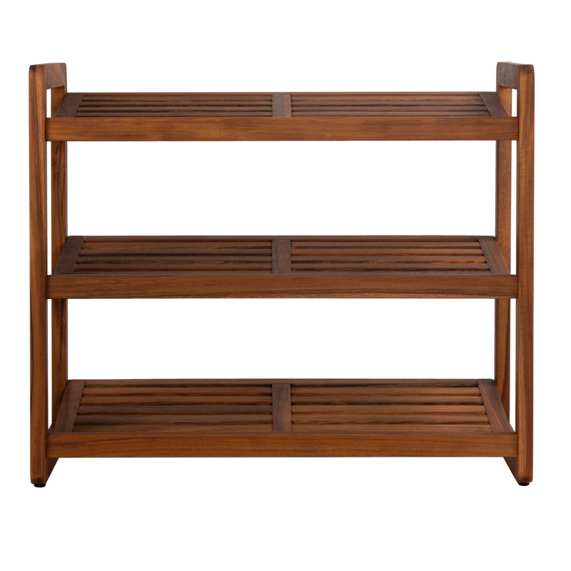 Bare Decor Vira Shoe Rack Shelf in Solid Teak Wood, 3 Shelf