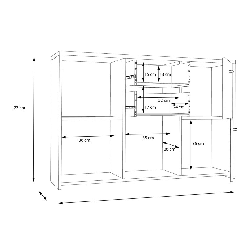 Mableton 113.9cm Sideboard, Oak