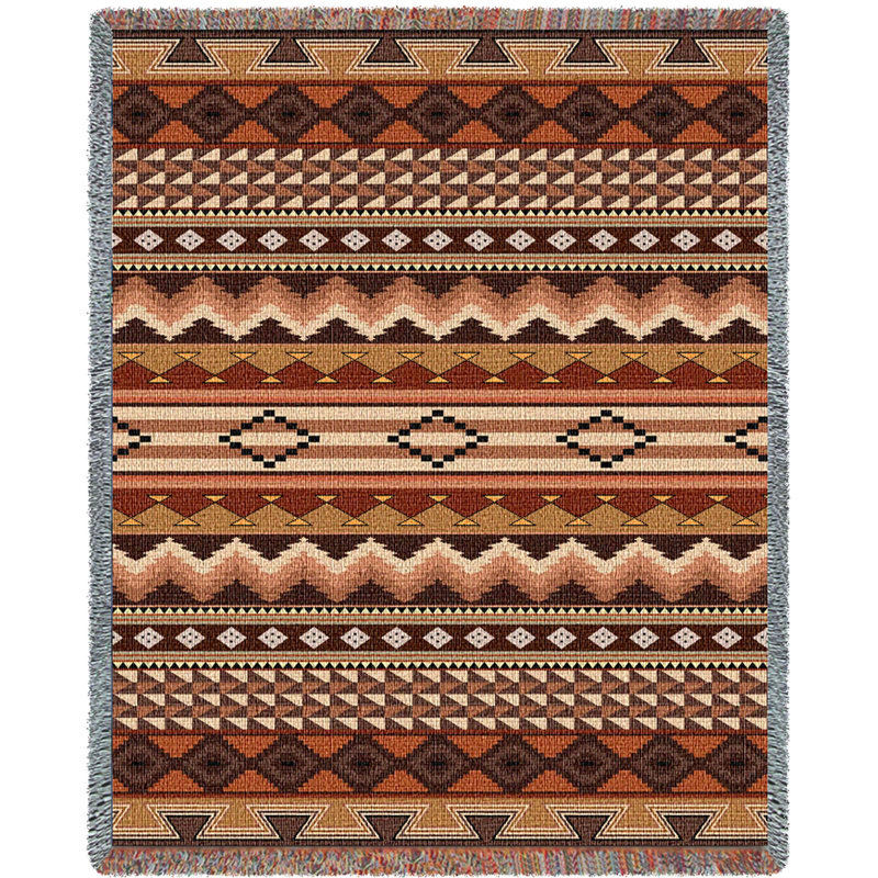 Couverture Pure Country Weavers Domingo - d'inspiration amérindienne du Sud-Ouest - jeté en coton tissé à la main - fabriqué aux États-Unis (72 x 54)