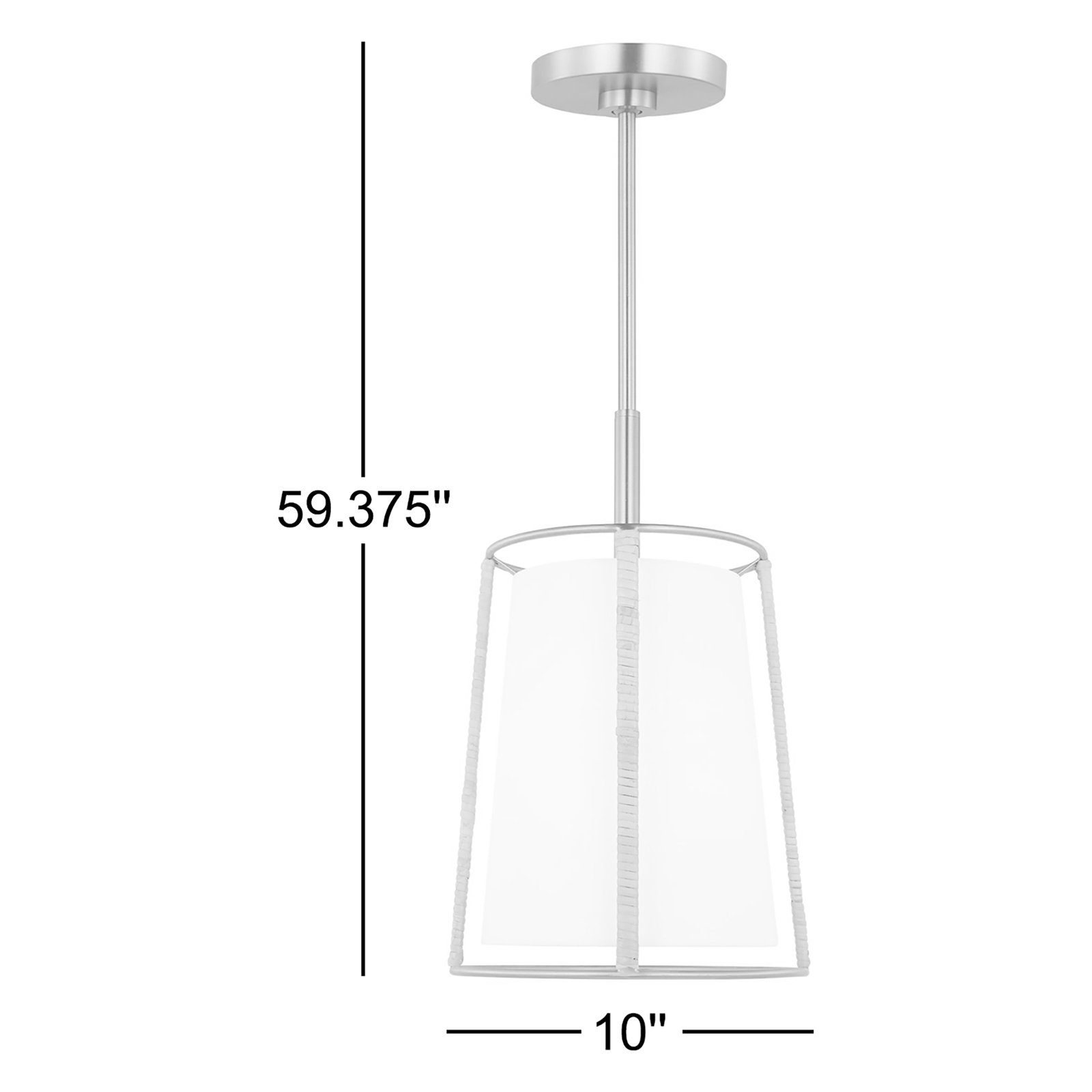 Roanne 1-Light Medium Hanging Shade, Fabric, Satin Brass
