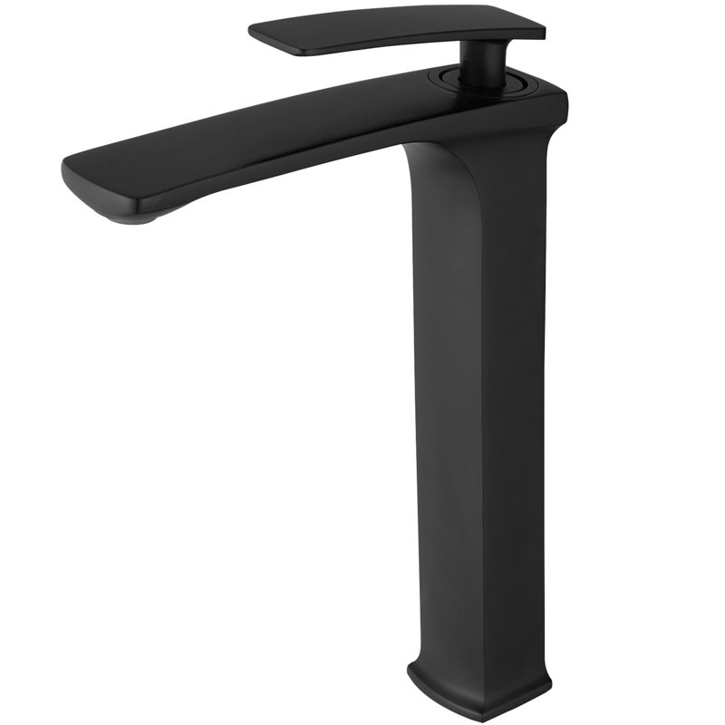 Single Hole Single Handle Bathroom Vessel Sink Faucet With Pop Up Drain Without Overflow In Polished Chrome, Matte Black