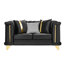 Velours de luxe de style Mid-Century de style victorien de 69 pouces avec acier inoxydable doré et 3 coussins pour le salon principal