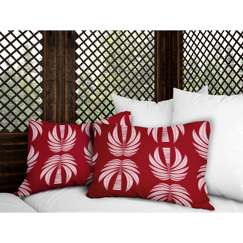 Geometric Outdoor Reversible Throw Pillow, Red