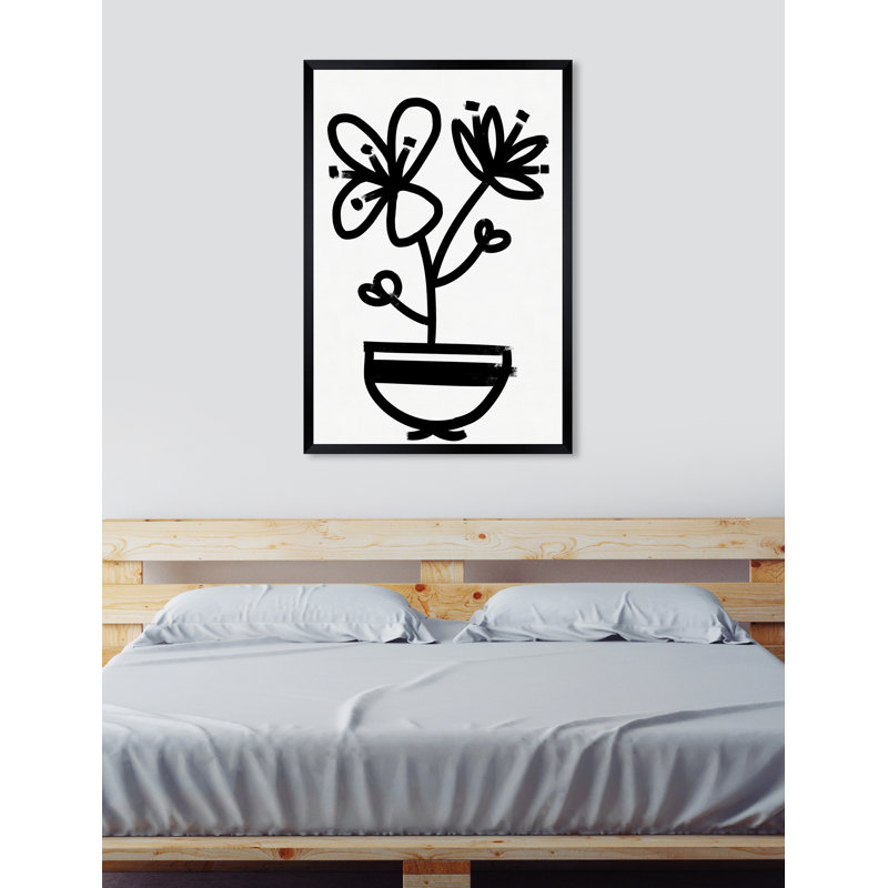 " Flowers In Bloom Floral And Botanical " Painting Print, Black Framed, 20" H x 30" W