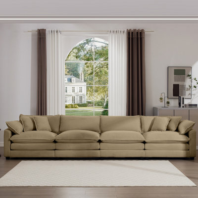 Velours côtelé pour le salon: 4 places, brun clair, confortable, assemblage facile avec coussins Moderne: texture unique, cinéma maison