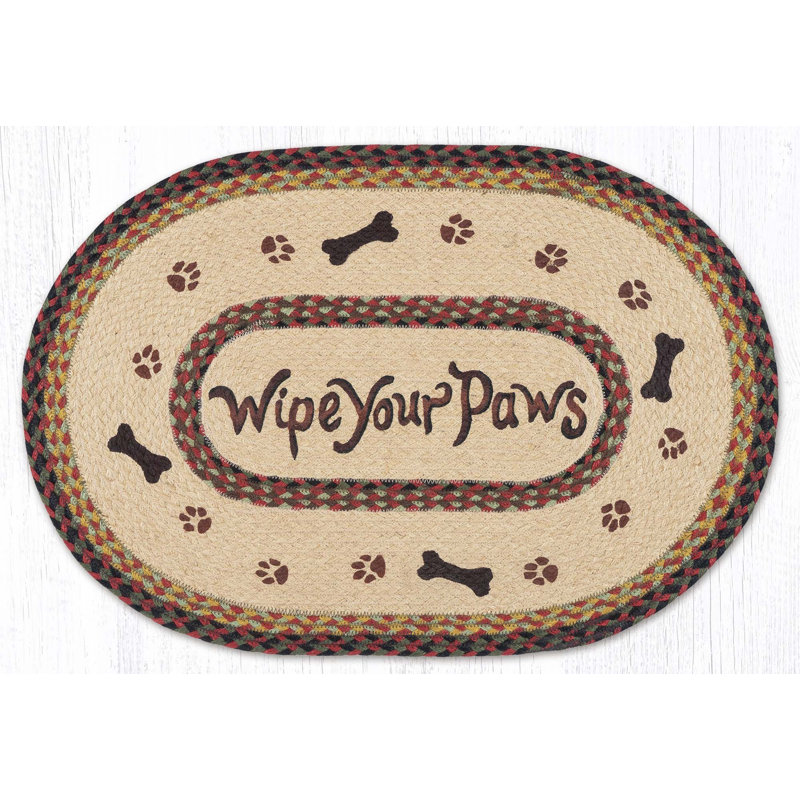  Oval Patch Tread Rug – 20"x30" Rustic Braided Jute Accent, Moon & Star Snowman