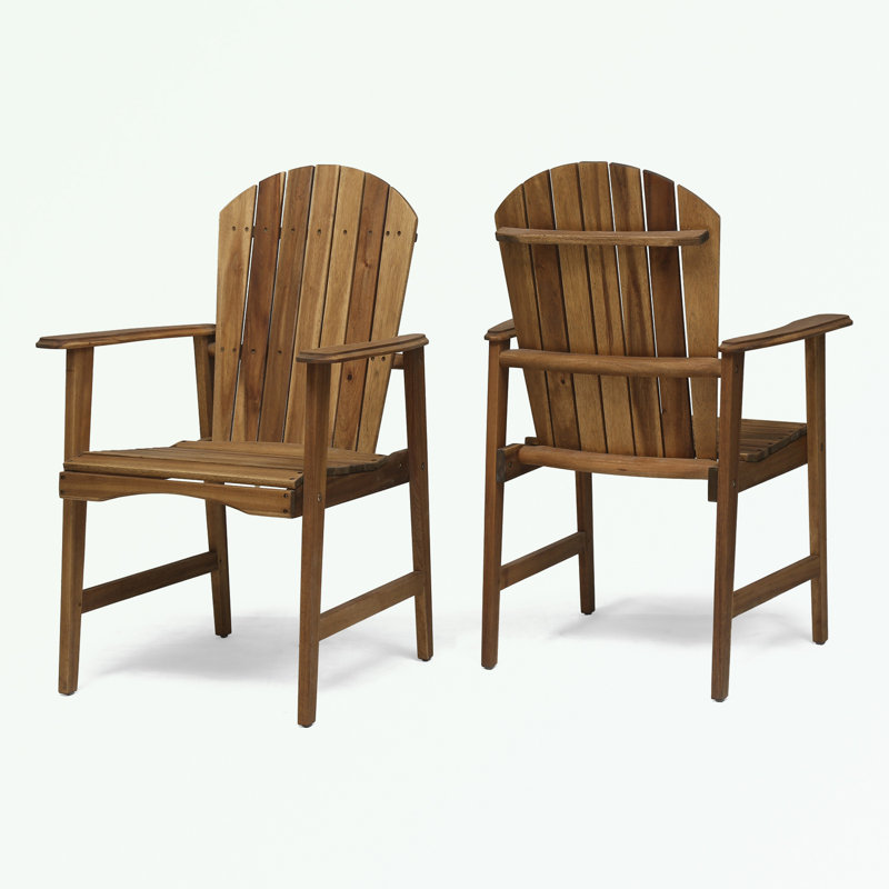Chaises Adirondack d'extérieur à structure en bois avec accoudoirs, Naturel