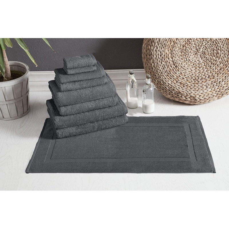 Ensemble de serviettes de bain 9 pièces avec tapis de bain Blatec, gris