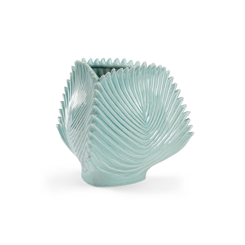 Palm Ceramic Table Vase, Seafoam