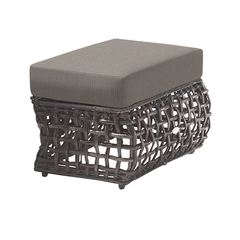 Dynasty Rectangle Outdoor Ottoman Patio Ottoman, Spectrum Graphite Sunbrella® Plainweave, Kubu Mushroom