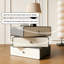 Table de chevet empilable crème, dimensions 55 cm (H) x 60 cm (L), meuble de rangement minimaliste pivotant en cuir sellier avec tiroirs à plusieurs niveaux-134675599
