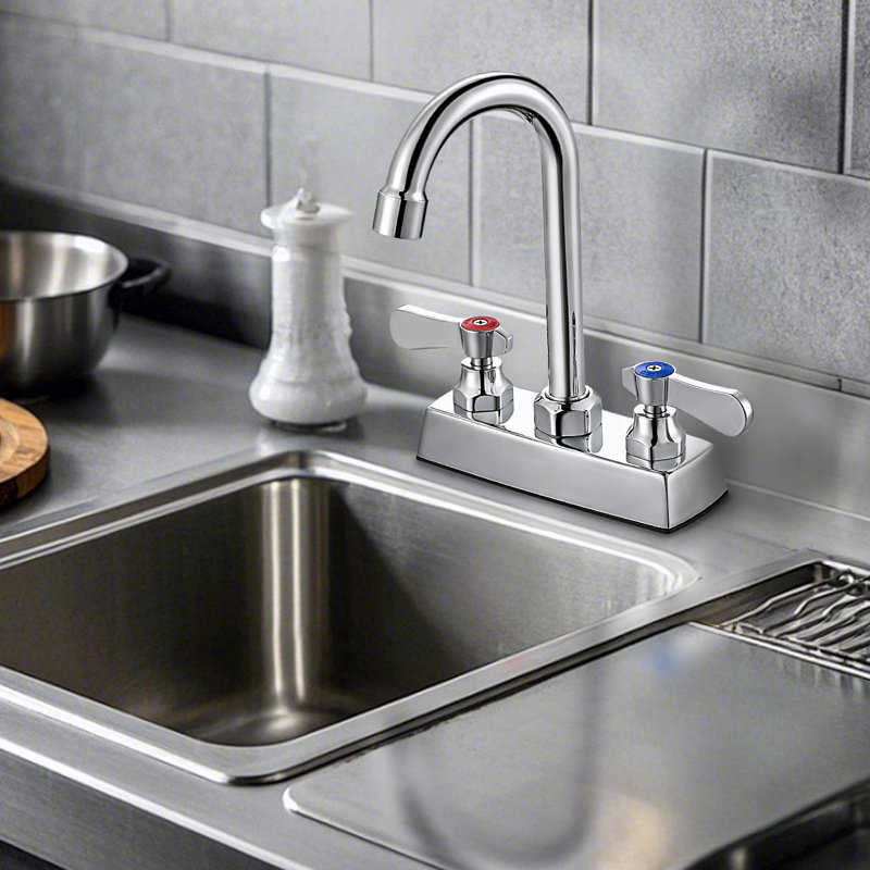 4 In. Centerset Double Handle High Arc Kitchen Faucet Bathroom Faucet Without Drain Kit In Chrome