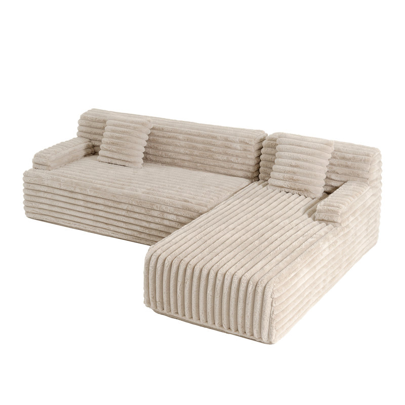 Canapé modulaire 110 po Cloud, Fausse fourrure café clair