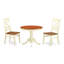 L'ensemble de salle à manger 3 pièces comprend une table de salle à manger ronde avec piédestal et 2 chaises en bois, babeurre 36 po x 36 po-1242389475-1242389478-1242389479