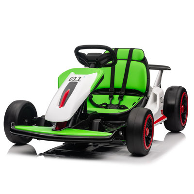 200W Dual Motor Kids Electric Drift Go Kart, 7AH Battery Powered Ride On Vehicle with 360° Drift Function, Max 8.1MPH, 5-Point Safety Belt, 110LBS Load Capacity