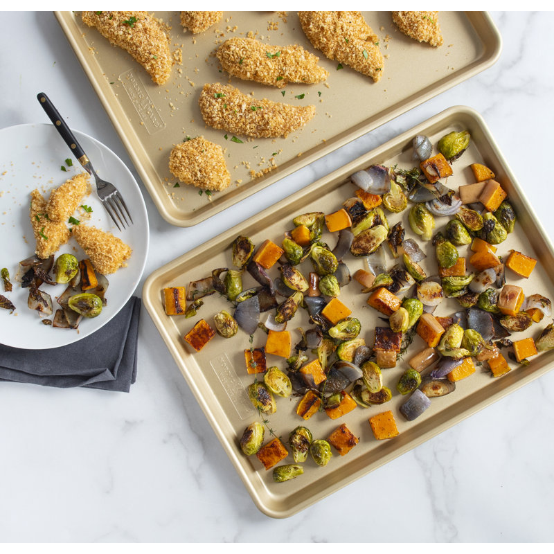 Gold Nonstick Aluminum Half Sheet Pan Set