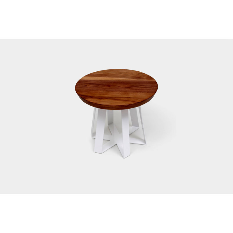 ARS Solid Wood End Table, White, Walnut