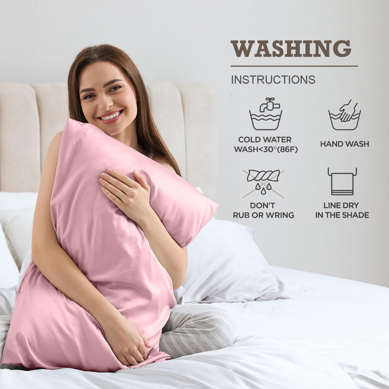 Taies d'oreiller luxueuses en soie avec fermeture à glissière cachée Luxe (ensemble de 2), Taie d’oreiller standard