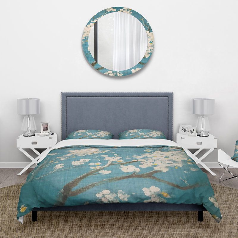 Cherry Blossoms II Duvet Cover Set, Twin Duvet Cover + 1 Sham