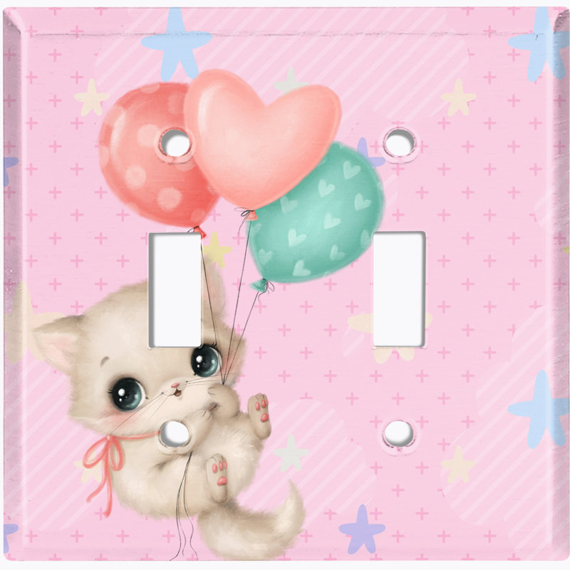 Plaque murale mignonne pour chat avec 2 ballons