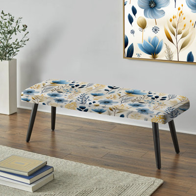 Banc rembourré floral noir