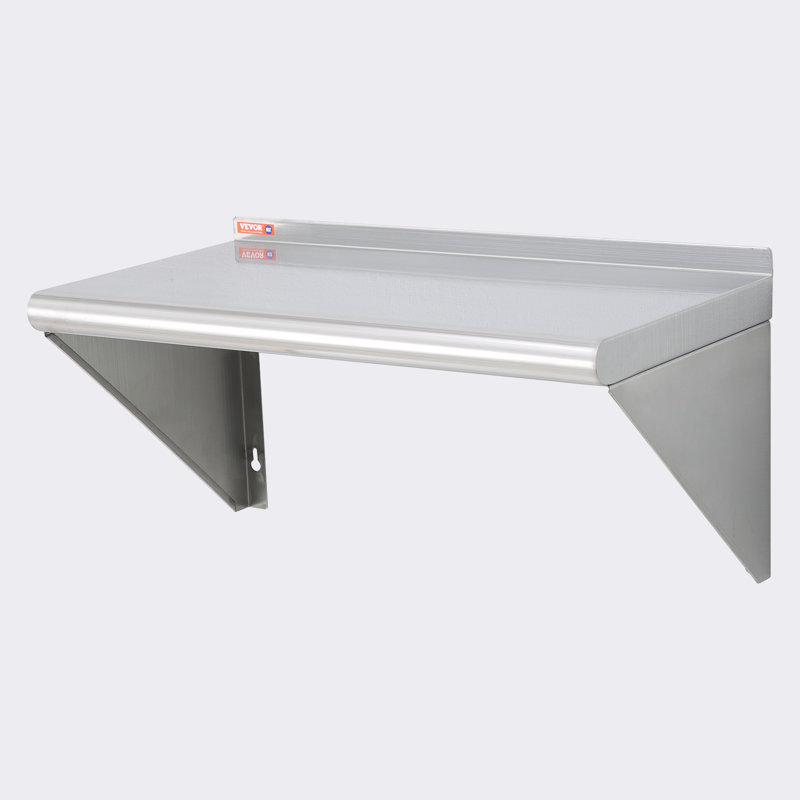 Stainless Steel Wall-Mounted Kitchen Shelf with Brackets