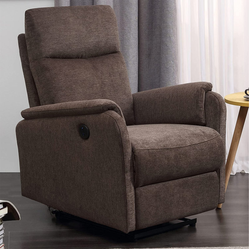 Upholstered Recliner, Brown 100% Polyester