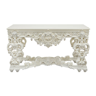 Seville Antique White Sofa Table with Floral Leg