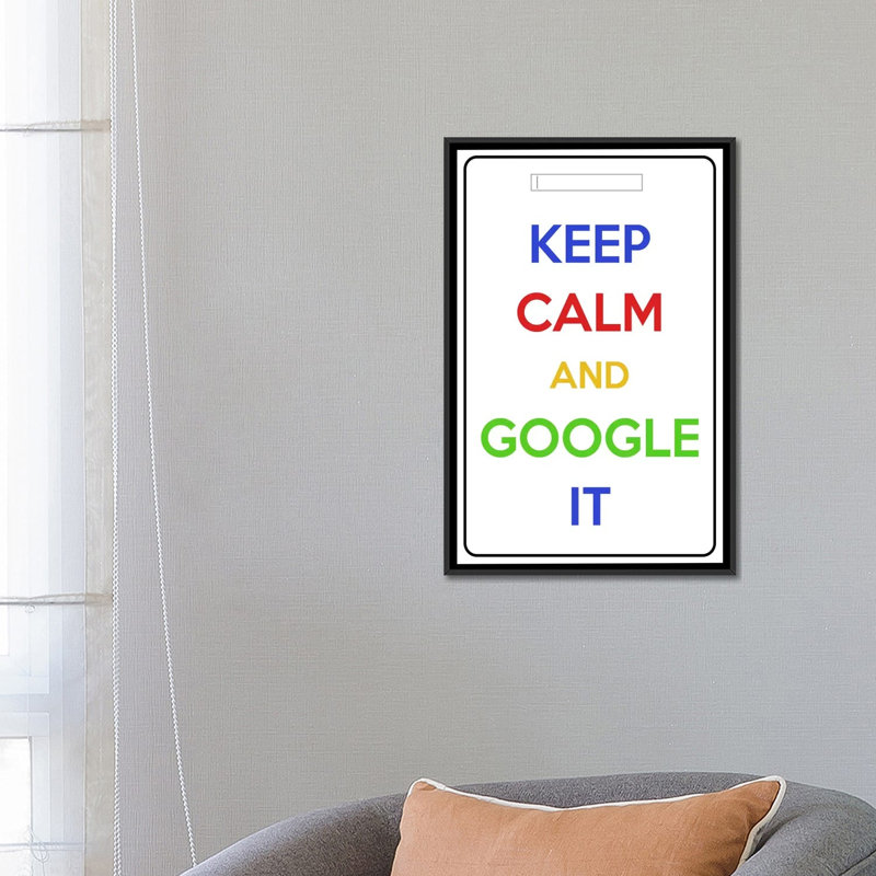 «Keep Calm and Google It», art textuel sur toile, H 26 po x l 18 po x P 1,5 po, Toile avec cadre noir, Pas de tapis