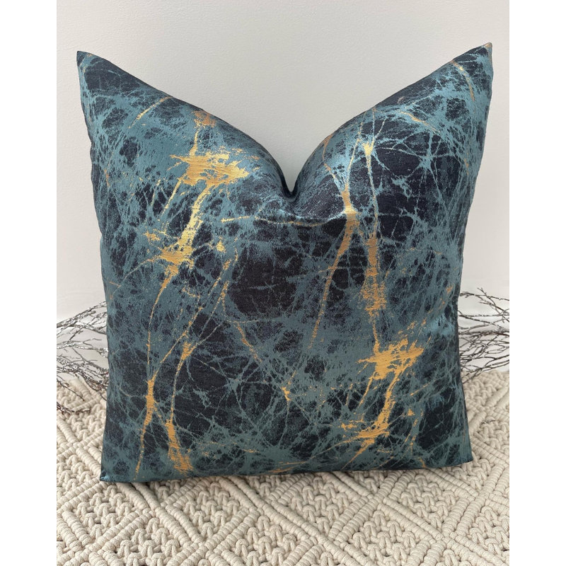 Abstract Square Cushion Cover, Teal Abstract