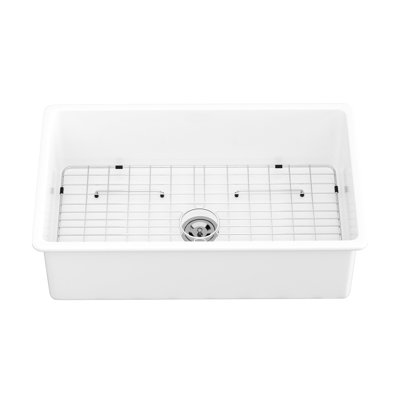32" Ceramic Sink - Chipping White For Kitchen Deep White, With Ample Space Cleaning