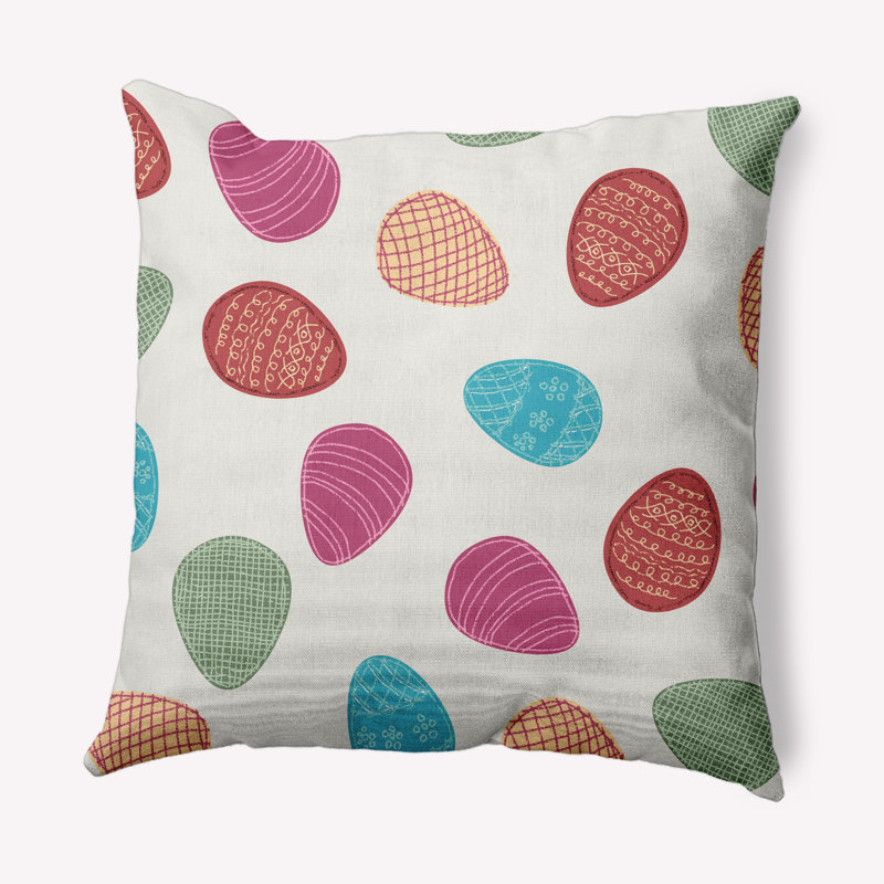 Housse et insert de coussin carré extérieur Egg Hunt, Blanc, 18 po x 18 po