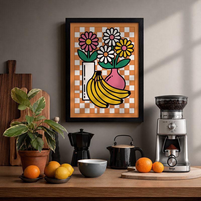Flowers With Fruit Modern - Print, A1 - 84.1 x 59.4 cm, Black