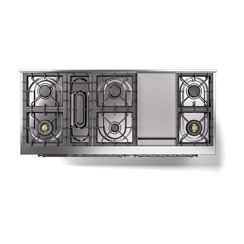 ILVE Nostalgie II Noblesse 60 in Dual Fuel Range, 9 Burner, Griddle, Graphite Matte/Chrome, Liquid Propane