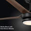 Ventilateur de plafond intérieur / extérieur 56 po Burslem avec lumière et télécommande, DEL à changement de couleur, 6 vitesses, 4 pales, moteur à courant continu silencieux - noir mat avec pales en bois brun foncé-696837146-696837144