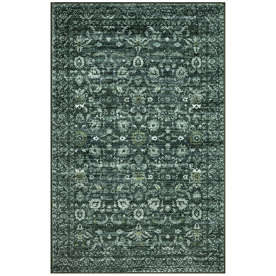 Green Machine Washable Area Rug Non Slip Bedroom Rugs