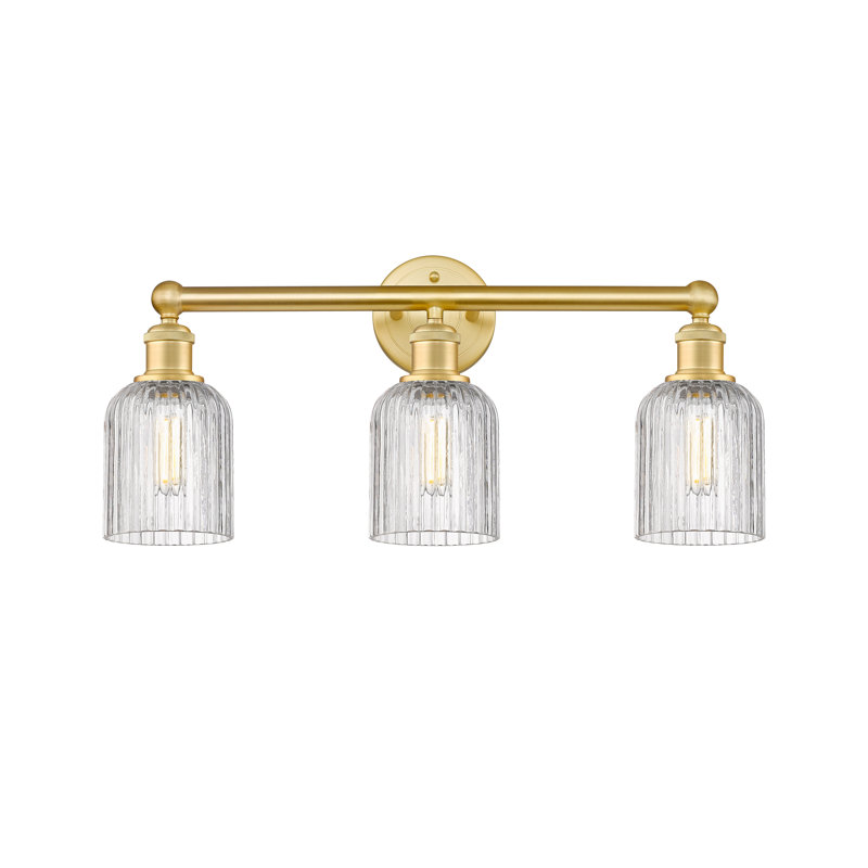 Abat-jour de salle de bain 3 lumières Edison Northgate, Or satiné, Clear