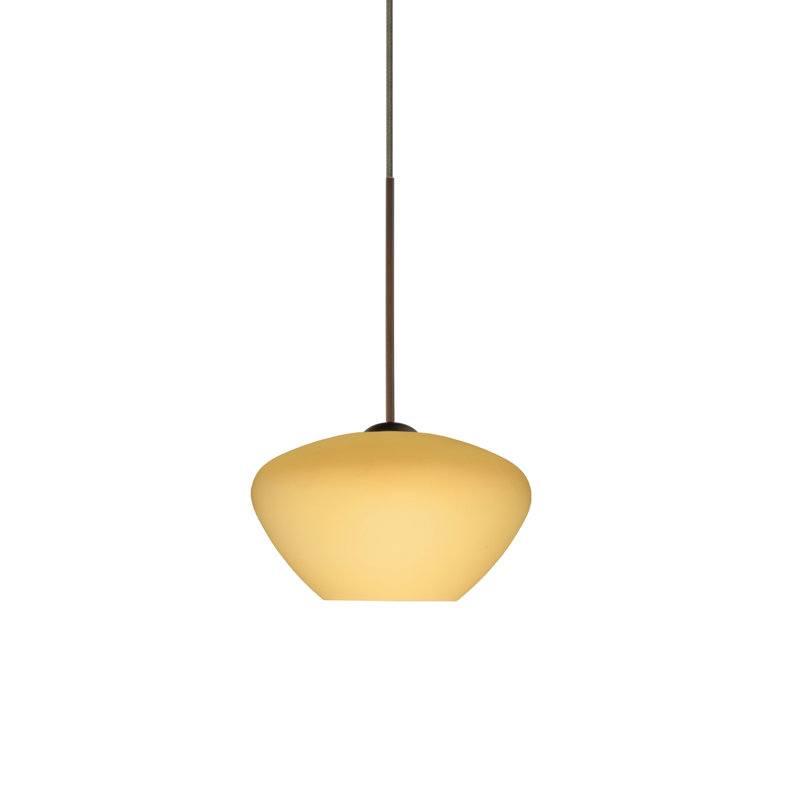 Luminaire suspendu géométrique à 1 lumière Srinivas, Ambre mat, Bronze, DEL