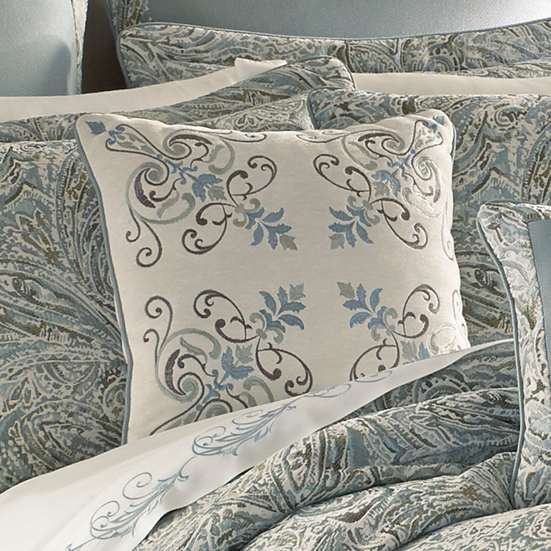 Garrison 18" Square Embellished Decorative Throw Pillow Five Queens Court