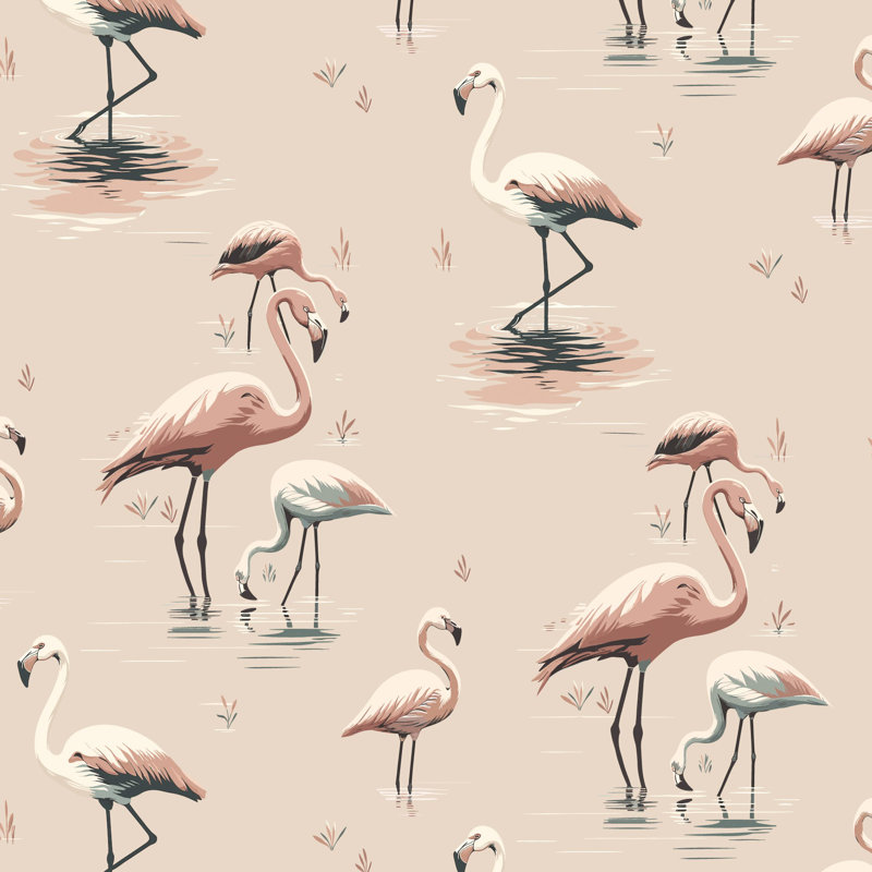 Flamant rose - papier peint rose
