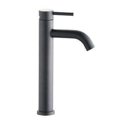 Modern Tall Bathroom Sink Faucet - 1 Hole, Matte Black, Smooth Surface Hole Stainless Steel, Stylish Design