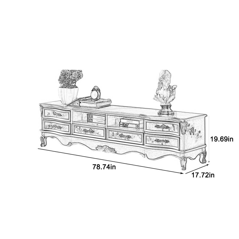 TV stand piano surface smooth rounded edges, 78.74"