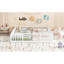 Lit plateforme double classique en pin massif blanc classique avec garde-corps pour chambre à coucher compacte de style minimaliste-129225017