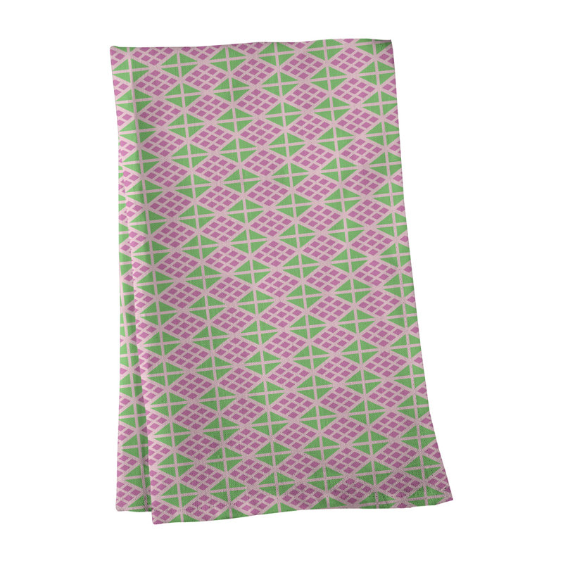 Tea Towel Kitchen Towel, Cotton Twill, Pink/Green
