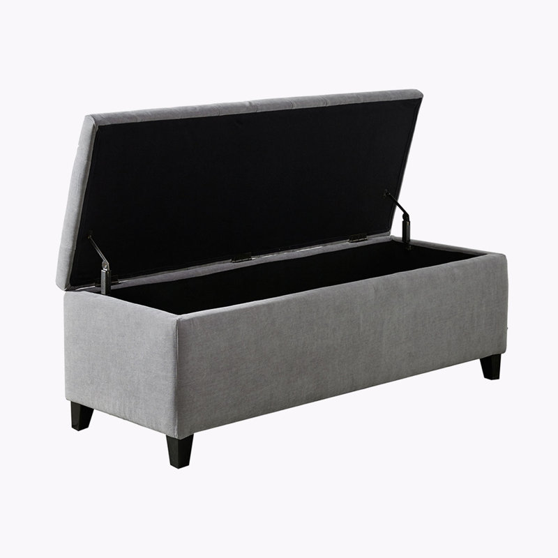 Tufted Top Soft Close Storage Bench, Gray